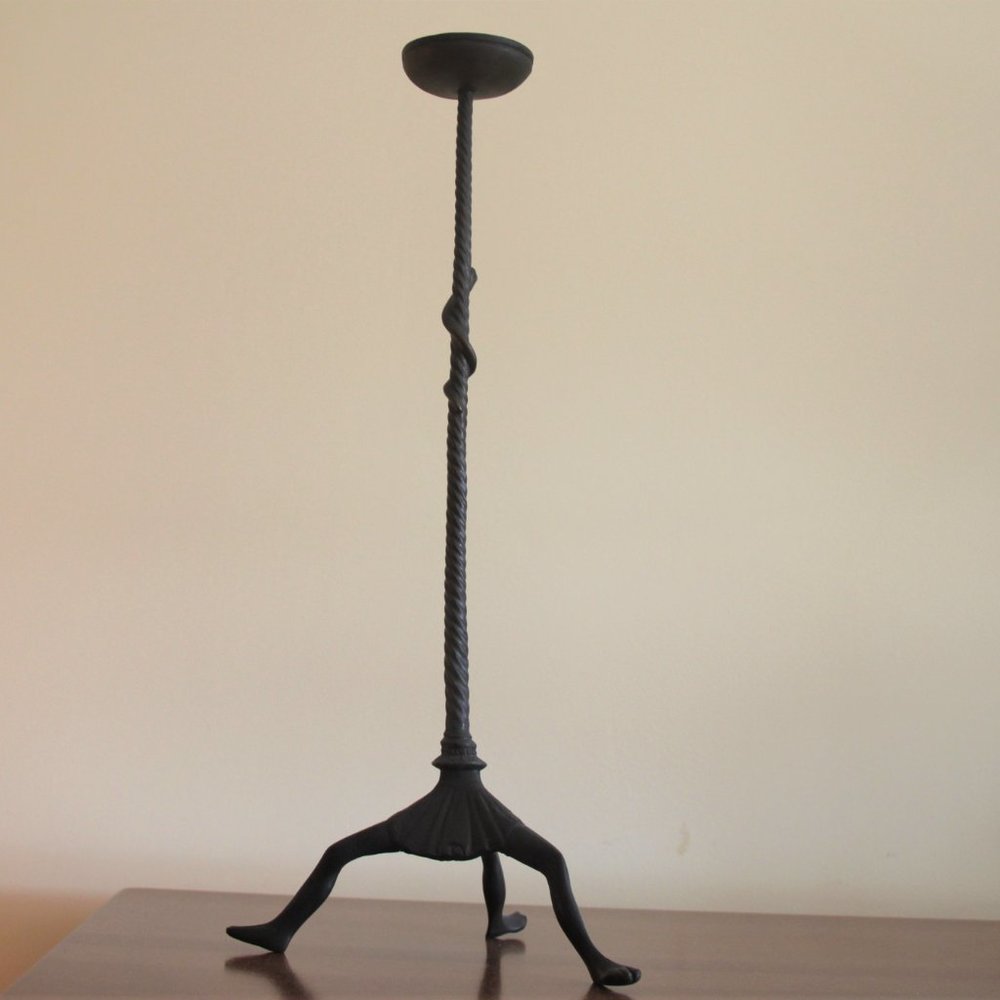 Vintage Iron Snake Egyptian Tall Candlestick